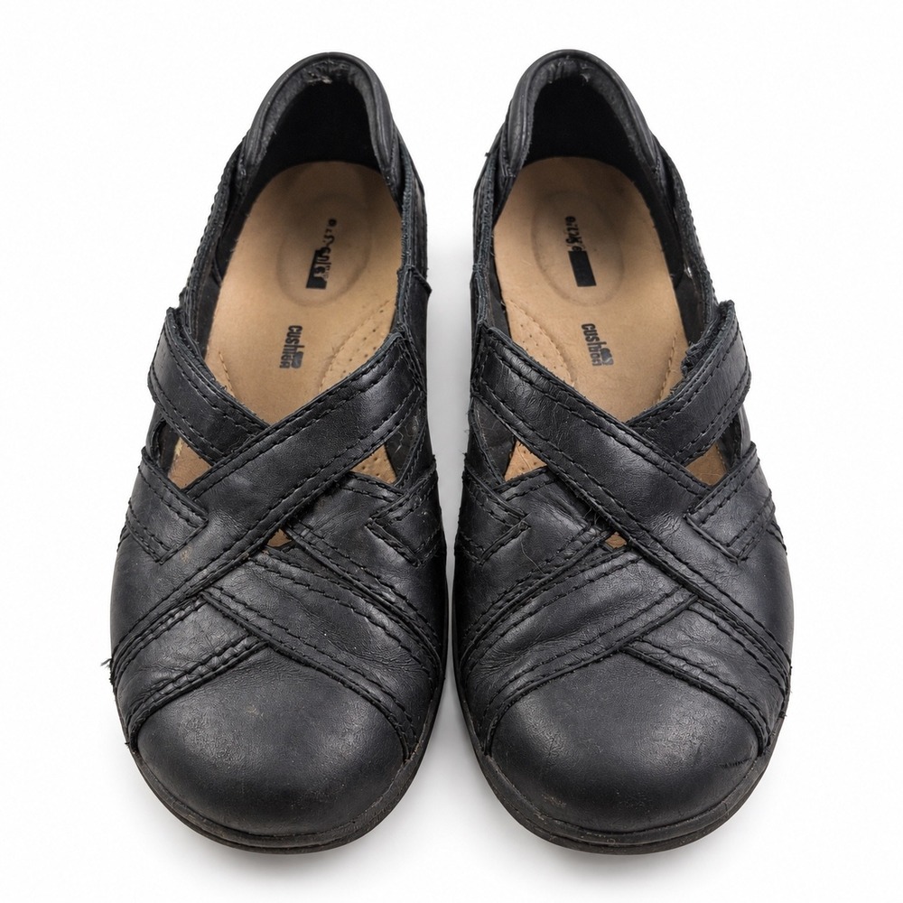 Clarks Cloudsteppers Black Leather Strappy Loafers Flats Women's Size 9.5